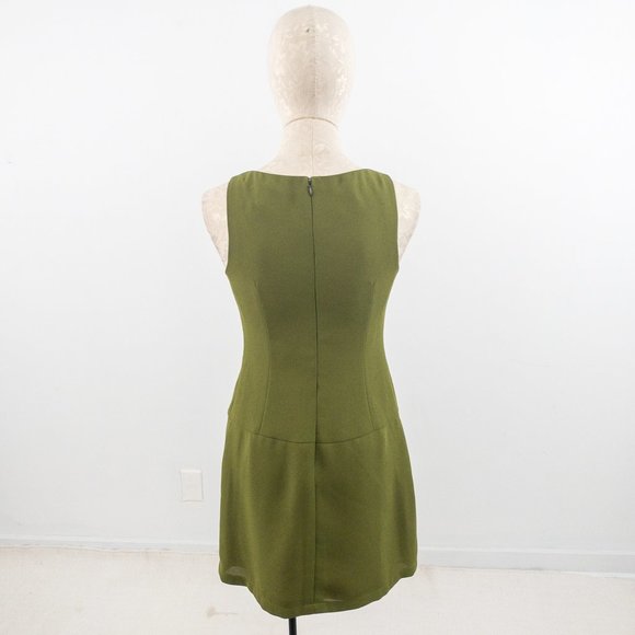 Nicole Miller M Vintage 90s Crepe Mini Dress Green - Picture 3 of 9